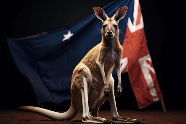 Фото Счастливый празднование духа австралии радостный день австралии с флагами кенгуру и национальной гордостью в праздничной и патриотической атмосфере гордость радость и чувство единства