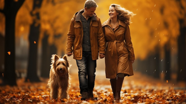 happy senior couple in autumn park