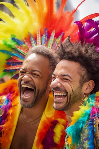 Foto una coppia di anziani felici celebra la parata dell'orgoglio gay lgbtq a sao paulo