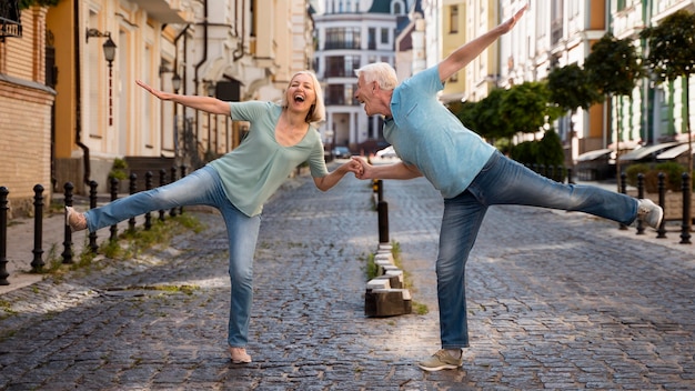 Happy senior couple enjoying their time in the city