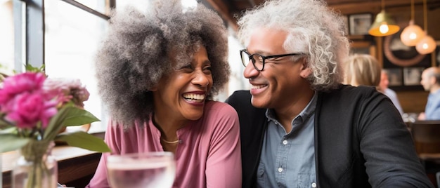 happy senior couple having fun at dinner house party older people with different ethnicity doing a