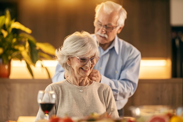 Happy senior couple at home on valentine39s day