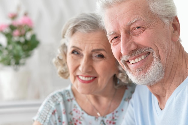 Happy senior couple at home