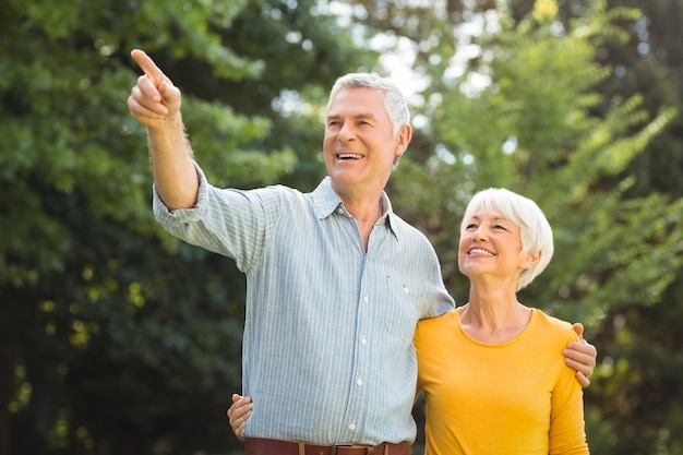 Happy senior couple in park