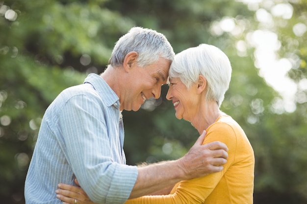 Happy senior couple in park