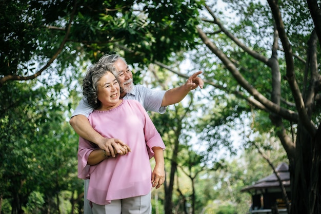 Happy senior couple in the park