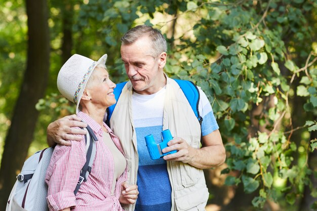 Happy senior couple travelling