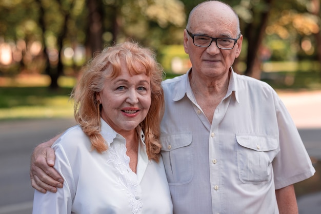 Happy senior family couple outdoor