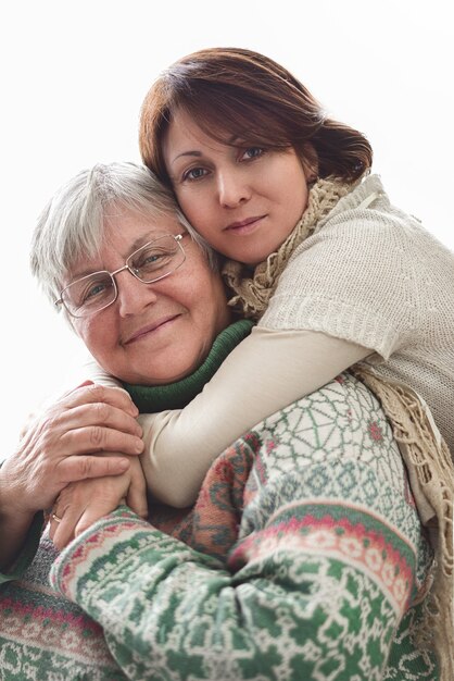 Happy senior mother and daughter