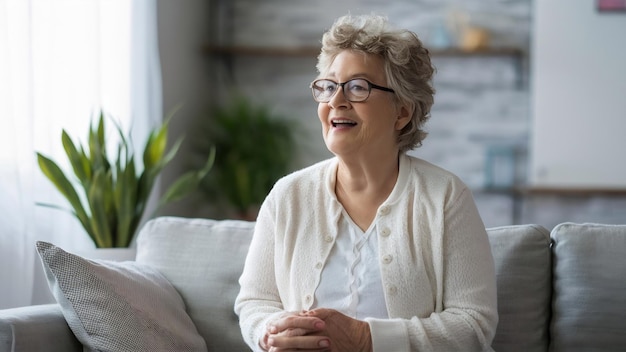 Happy senior woman at home