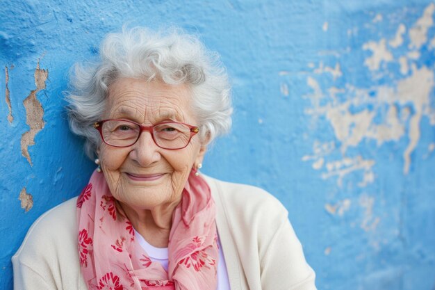 Foto felice donna senior il giorno della festa della mamma con copyspace