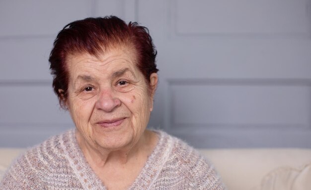 Happy senior woman portrait closeup