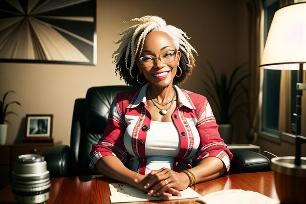 happy senior woman sitting on sofa and looking at camera