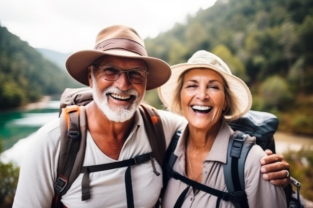 A happy seniors couple in traveling