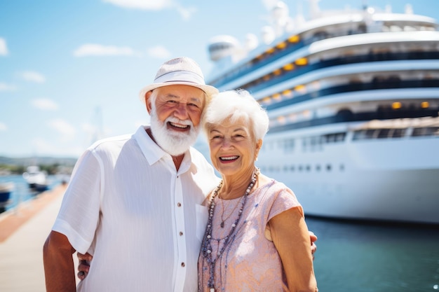 A happy seniors couple in traveling