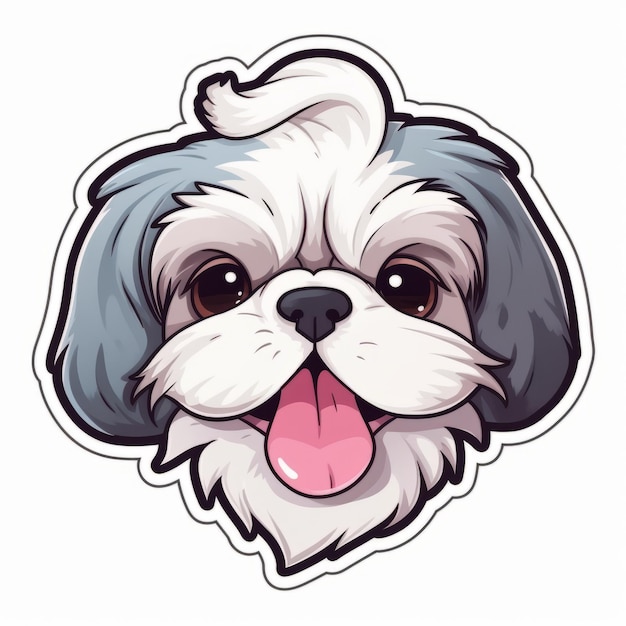 Photo happy shih tzu cartoon sticker