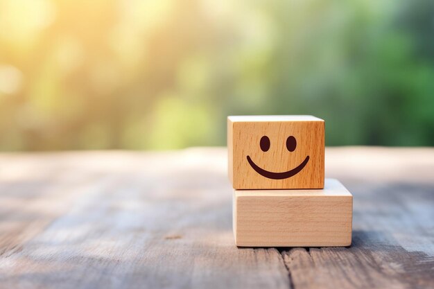 Foto happy smile houten etiket generatieve ai