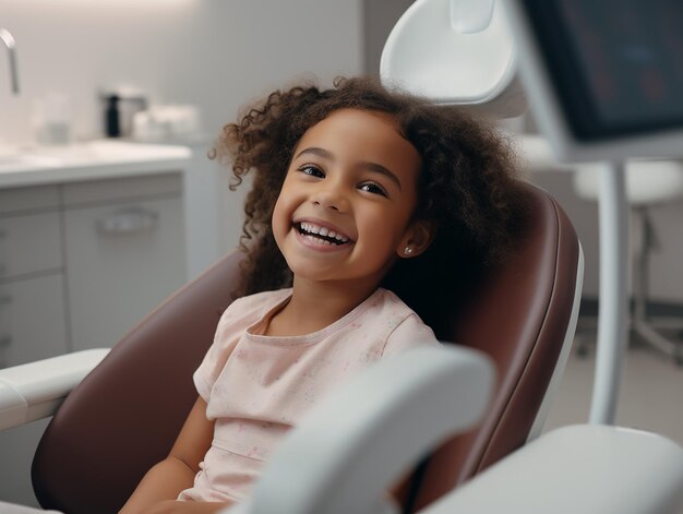 Photo happy smiles mixed race little patient