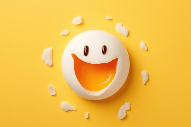 Photo happy smiley chicken broken eggs illustration food protein healthy food generative ai