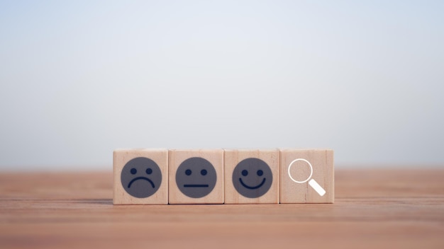 Happy smiley face icon feedback rating and positive customer review experience satisfaction survey mental health assessment world mental health day concept