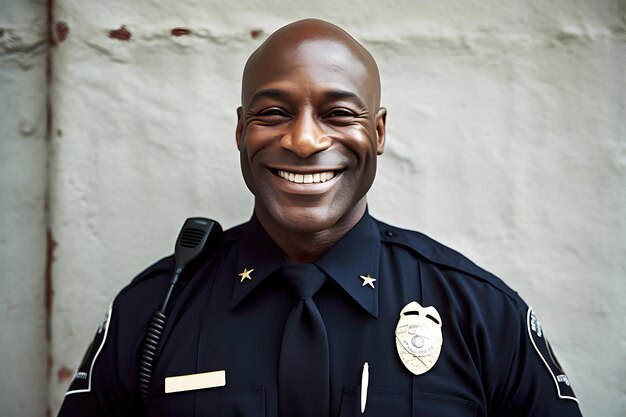 Happy and smiling African American police officer Neural network AI generated art