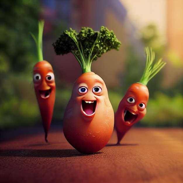 Счастливая улыбающаяся морковь