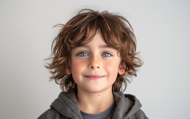 happy smiling caucasian kid portrait professional studio background