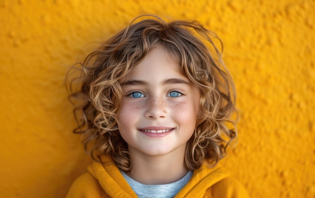 happy smiling caucasian kid portrait professional studio background