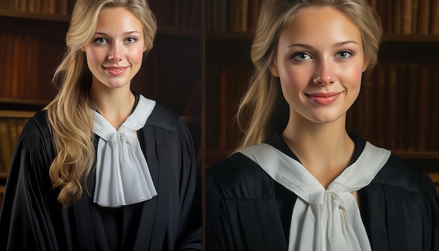 Happy smiling female lawyer cute young people law slavic appearance