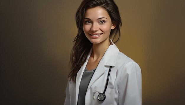 Happy smiling female teacher cute young people education Slavic appearance photo of young doctor