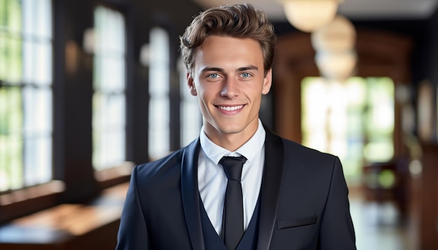 Happy smiling male lawyer with formal suit