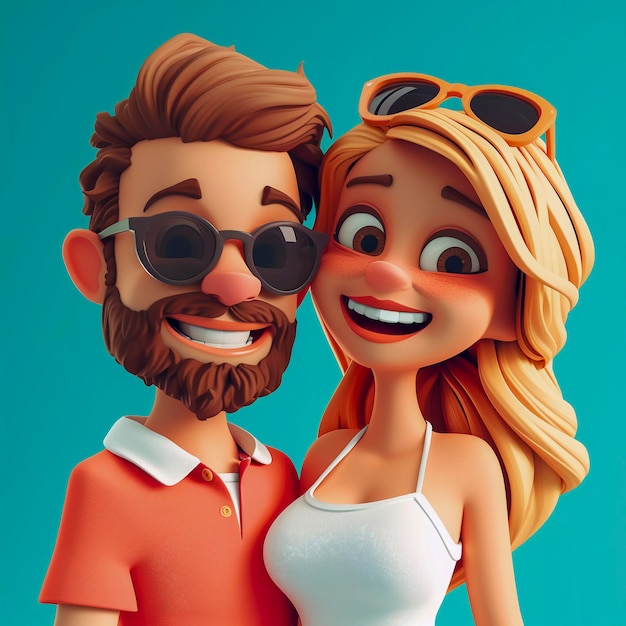 Happy smiling people in 3D style illustration Generative AI