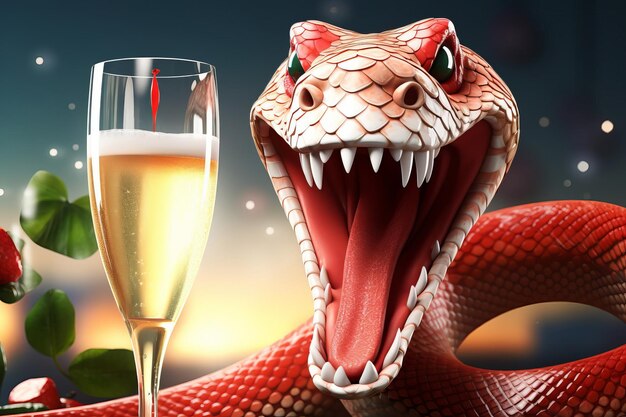 Foto felice serpente sorridente che celebra il nuovo anno