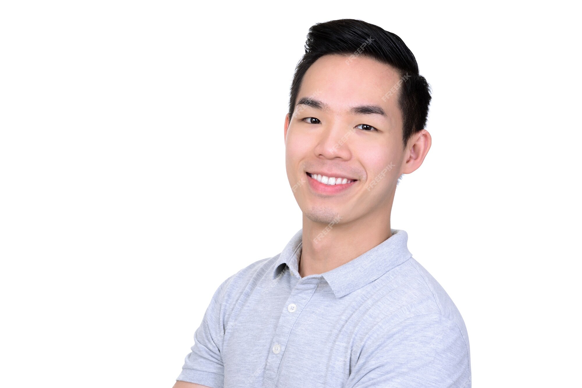 Happy smiling young handsome Asian man face on white background 11134701  Stock Photo at Vecteezy