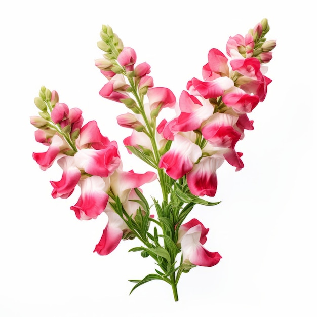 Happy Snapdragon Roze bloemen op witte achtergrond