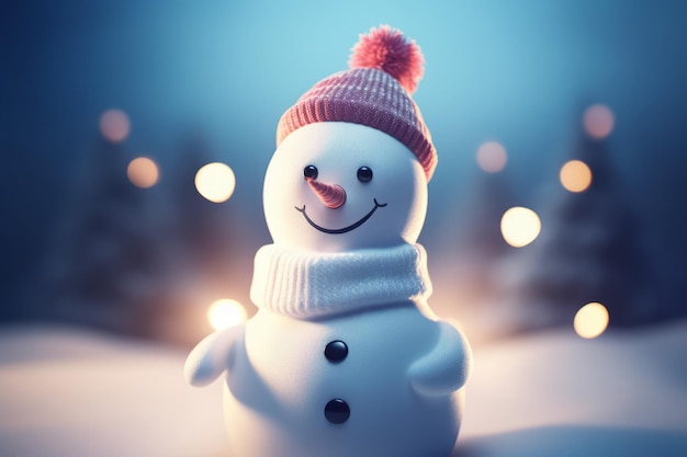 Счастливый снеговик Природа смешная снежная Генерировать Ai