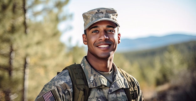 A happy soldier in uniform