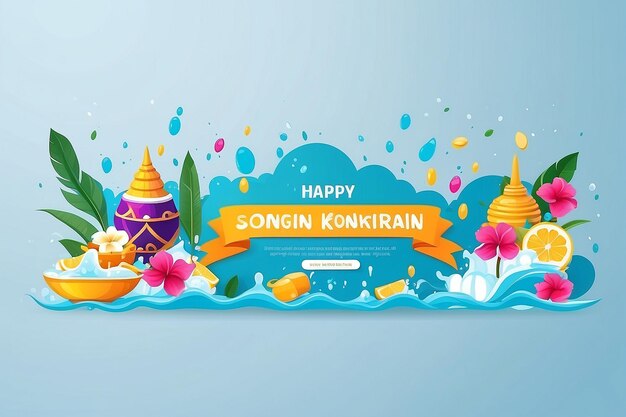 Photo happy songkran festival horizontal banner vector flat design