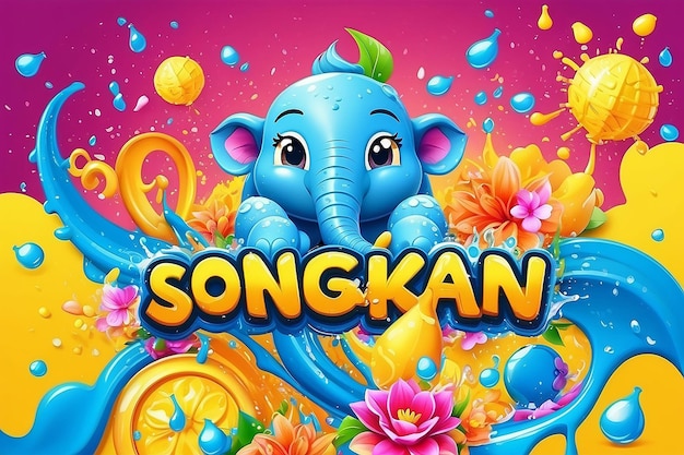 Happy Songkran Poster Template vector