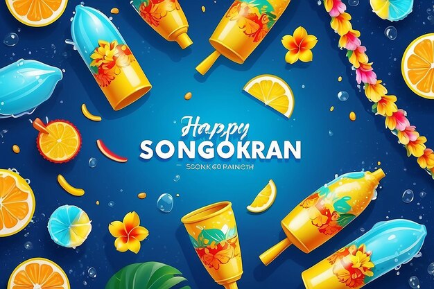 Photo happy songkran poster template