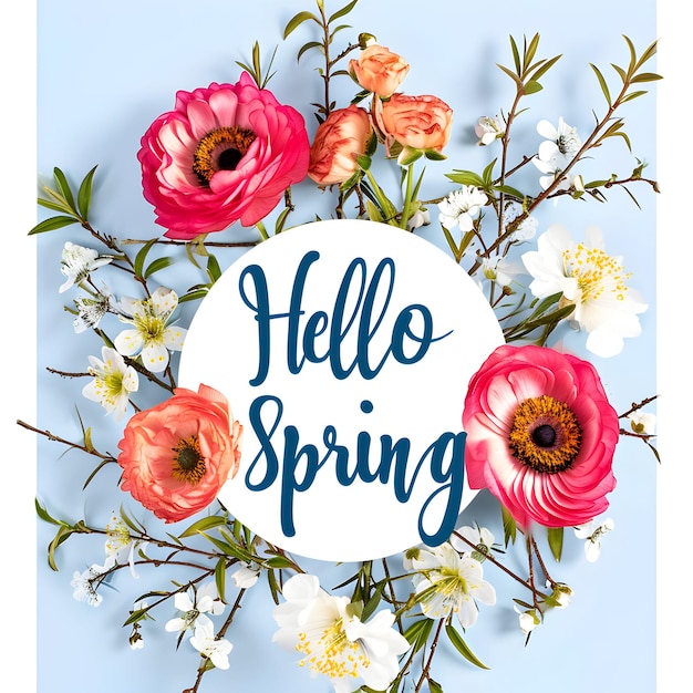 Happy Spring background with colorful greeting and text effect