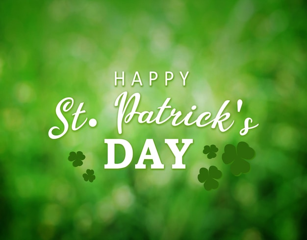 happy st patricks day text over bright green bokeh background