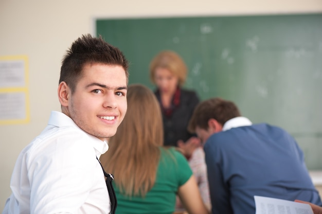 Happy student posing