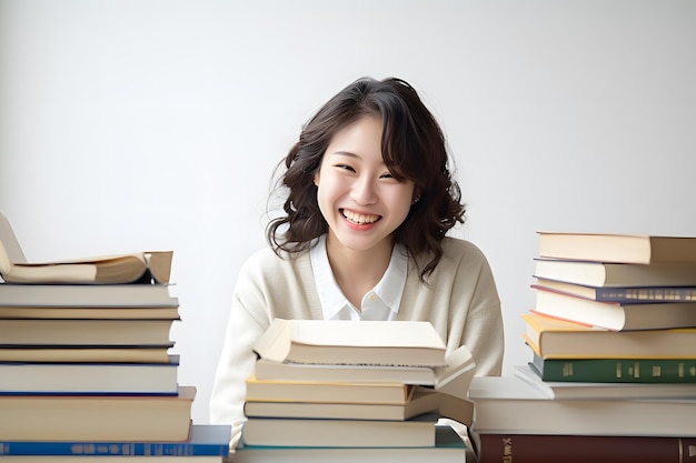 happy student with his books