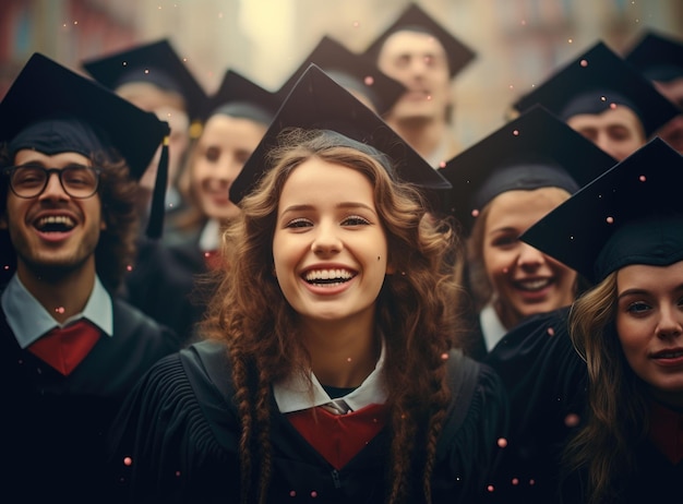 Happy students graduated from the school year and received their diplomas