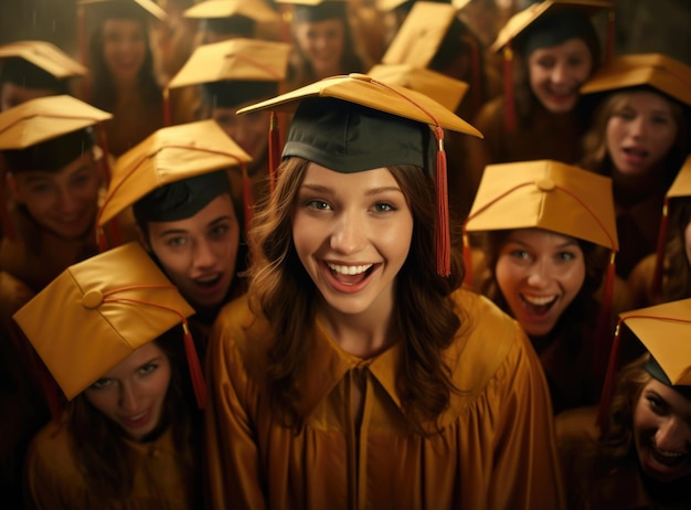 Happy students graduated from the school year and received their diplomas