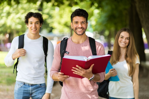 Happy students outdoor smiling