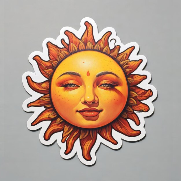 Happy Sun face illustration ai generated