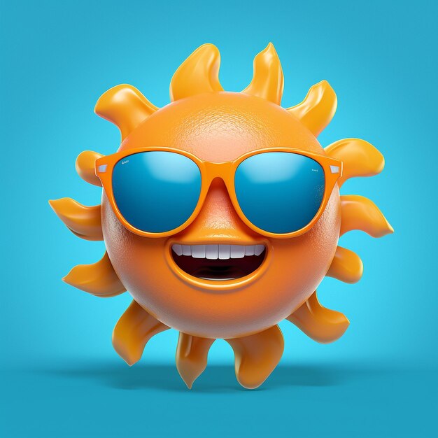 Photo happy sun with sunglasses