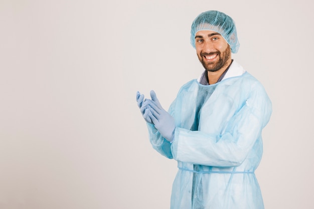 Happy surgeon clapping